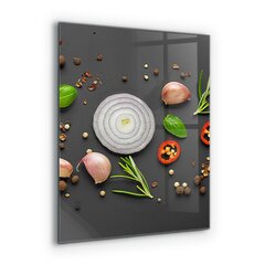 Apsauga nuo purslų stiklo plokštė Itališkos virtuvės prieskoniai, 60x80 cm, įvairių spalvų kaina ir informacija | Virtuvės baldų priedai | pigu.lt