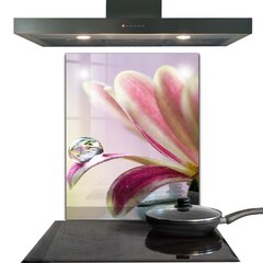Apsauga nuo purslų stiklo plokštė Gėlė su rasos lašeliu Rytas, 60x80 cm, įvairių spalvų kaina ir informacija | Virtuvės baldų priedai | pigu.lt