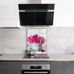 Apsauga nuo purslų stiklo plokštė Laistytuvas su rožių puokšte, 60x80 cm, įvairių spalvų kaina ir informacija | Virtuvės baldų priedai | pigu.lt