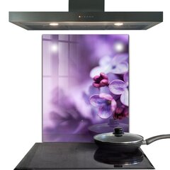 Apsauga nuo purslų stiklo plokštė Violetinės Gėlės, 60x80 cm, įvairių spalvų kaina ir informacija | Virtuvės baldų priedai | pigu.lt