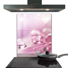Apsauga nuo purslų stiklo plokštė Rasos lašai ant rožinės gėlės, 60x80 cm, įvairių spalvų kaina ir informacija | Virtuvės baldų priedai | pigu.lt