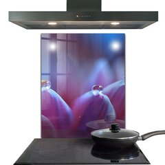 Apsauga nuo purslų stiklo plokštė Rasos lašų purpurinė gėlė, 60x80 cm, įvairių spalvų kaina ir informacija | Virtuvės baldų priedai | pigu.lt