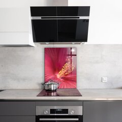 Apsauga nuo purslų stiklo plokštė Rožinis Hibiscus, 60x80 cm, įvairių spalvų kaina ir informacija | Virtuvės baldų priedai | pigu.lt