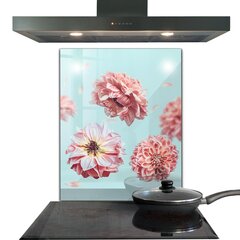 Apsauga nuo purslų stiklo plokštė Gėlių sudėtis iš oro, 60x80 cm, įvairių spalvų цена и информация | Комплектующие для кухонной мебели | pigu.lt