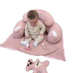 Foteliukas Rožinis meškutis su žaidimų kilimėliu 75x65 cm, rožinis цена и информация | Детские диваны, кресла | pigu.lt