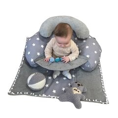Foteliukas Žvaigždutės pilkosios su žaidimų kilimėliu 75x65 cm, pilkas kaina ir informacija | Vaikiški sėdmaišiai, foteliai, pufai | pigu.lt