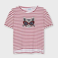 Marškinėliai mergaitėms Mayoral, raudoni/balti цена и информация | Рубашки для девочек | pigu.lt