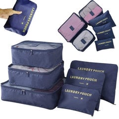 Набор тревел-чехлов для чемодана, 6 шт., синий цена и информация | Чемоданы, дорожные сумки | pigu.lt