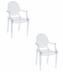 2-ių kėdžių komplektas Oskar Busan, skaidrus kaina ir informacija | Virtuvės ir valgomojo kėdės | pigu.lt