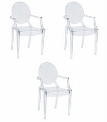 3-ių kėdžių komplektas Oskar Busan, skaidrus kaina ir informacija | Virtuvės ir valgomojo kėdės | pigu.lt