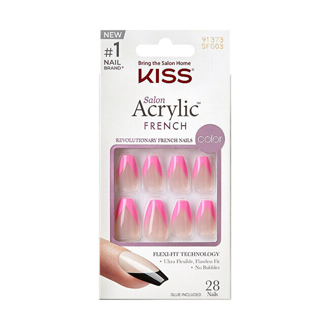 Dirbtiniai nagai Kiss Salon Acrylic French Color Squared, 28 vnt. kaina ir informacija | Manikiūro, pedikiūro priemonės | pigu.lt