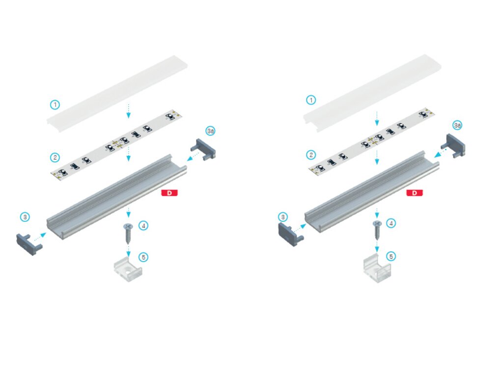 Aliuminio profilis D LED juostai - Baltas - 1 m kaina ir informacija | LED juostos | pigu.lt