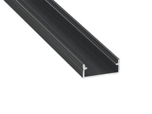 DUAL aliuminio profilis LED juostelėms - juodas - 1 m Czanry kaina ir informacija | LED juostos | pigu.lt