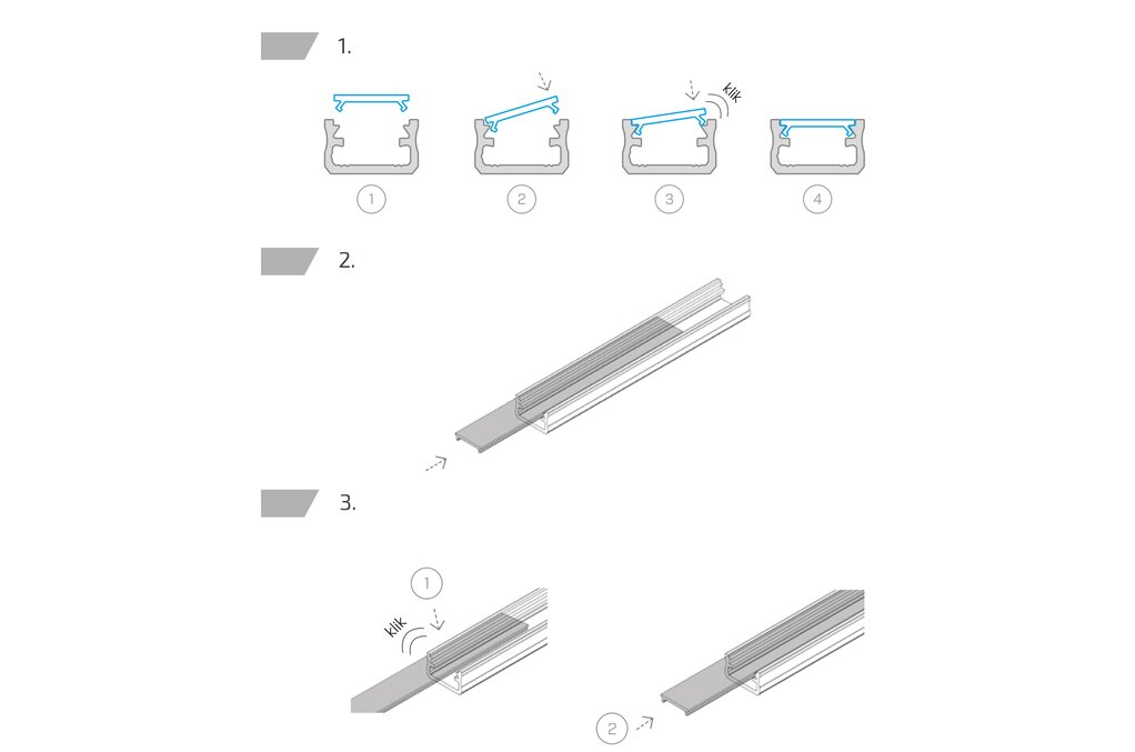 Šviestuvo gaubtas Basic PVC Transparent aliuminio profiliui - 1 m kaina ir informacija | LED juostos | pigu.lt