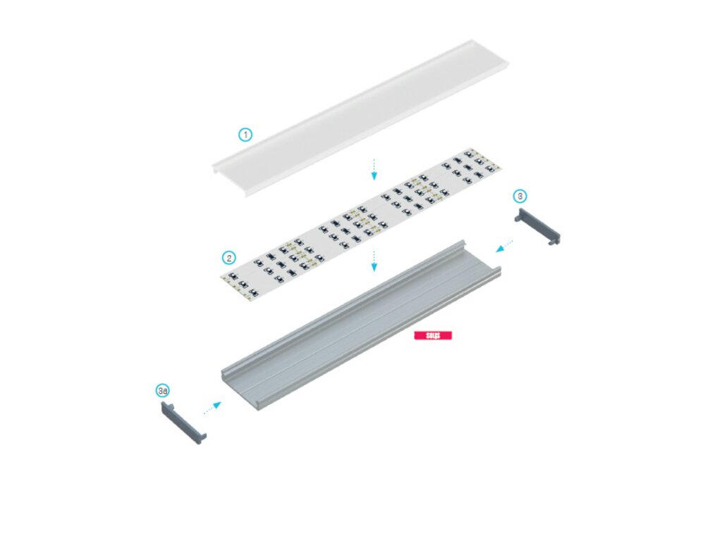 Aliuminio profilis "Solis" LED juostelėms - juodas - 1 m цена и информация | LED juostos | pigu.lt