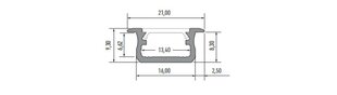 Алюминиевый профиль B для LED лент - черный - 1 м цена и информация | Светодиодные ленты | pigu.lt