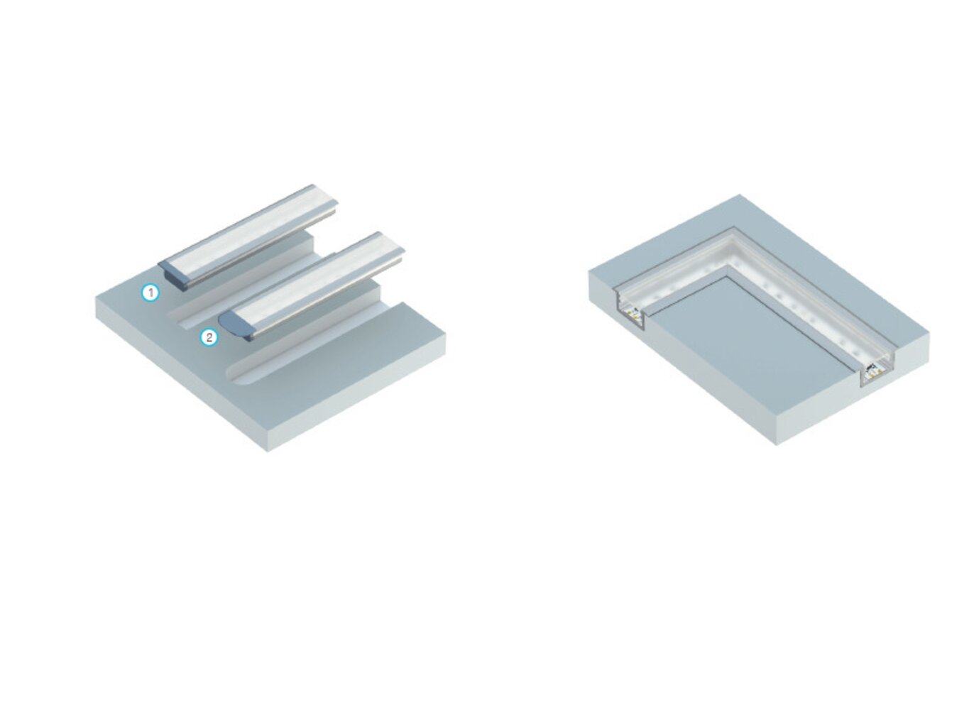 Aliuminio profilis B LED juostelėms - Inox - 1 m kaina ir informacija | LED juostos | pigu.lt