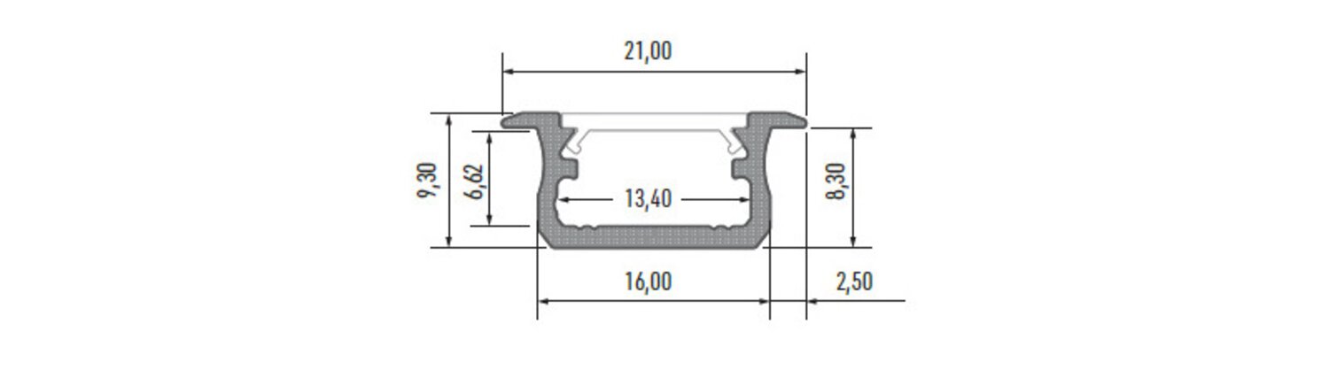 Aliuminio profilis B LED juostelėms - Inox - 1 m kaina ir informacija | LED juostos | pigu.lt