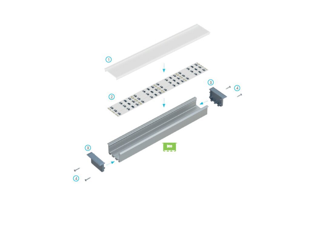 Inso aliuminio profilis LED juostelėms - Baltas - 1 m kaina ir informacija | LED juostos | pigu.lt