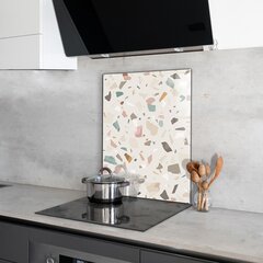 Apsauga nuo purslų stiklo plokštė Beige Terrazzo Terrazzo, 60x80 cm, įvairių spalvų цена и информация | Комплектующие для кухонной мебели | pigu.lt