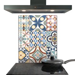 Apsauga nuo purslų stiklo plokštė Portugalijos mozaikos papuošalai, 60x80 cm, įvairių spalvų цена и информация | Комплектующие для кухонной мебели | pigu.lt