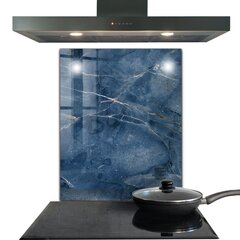 Apsauga nuo purslų stiklo plokštė Mėlyno marmuro tekstūra, 60x80 cm, įvairių spalvų цена и информация | Комплектующие для кухонной мебели | pigu.lt