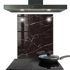 Apsauga nuo purslų stiklo plokštė Juodojo marmuro tekstūra, 60x80 cm, įvairių spalvų цена и информация | Комплектующие для кухонной мебели | pigu.lt