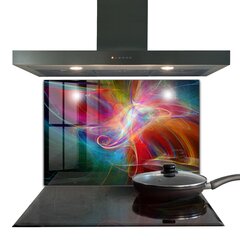 Apsauga nuo purslų stiklo plokštė Abstrakti vibruojanti energija, 80x60 cm, įvairių spalvų цена и информация | Комплектующие для кухонной мебели | pigu.lt