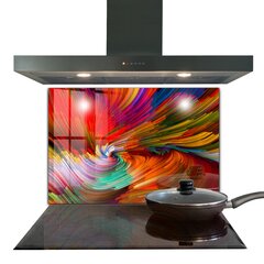Apsauga nuo purslų stiklo plokštė Energingas spalvų mišinys, 80x60 cm, įvairių spalvų цена и информация | Комплектующие для кухонной мебели | pigu.lt