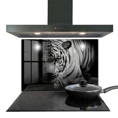 Apsauga nuo purslų stiklo plokštė Baltasis Sibiro tigras, 80x60 cm, įvairių spalvų цена и информация | Комплектующие для кухонной мебели | pigu.lt