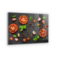 Apsauga nuo purslų stiklo plokštė Itališka virtuvė Bazilikas Pomidorai, 80x60 cm, įvairių spalvų kaina ir informacija | Virtuvės baldų priedai | pigu.lt