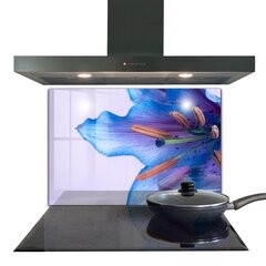 Apsauga nuo purslų stiklo plokštė Graži mėlyna lelija, 80x60 cm, įvairių spalvų kaina ir informacija | Virtuvės baldų priedai | pigu.lt