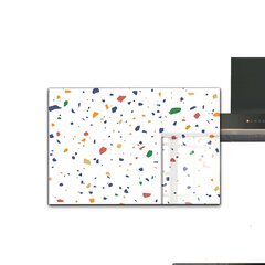 Apsauga nuo purslų stiklo plokštė Terrazzo Terrazzo akmenukai, 80x60 cm, įvairių spalvų цена и информация | Комплектующие для кухонной мебели | pigu.lt