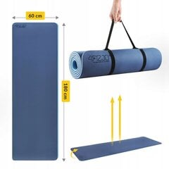 Fitneso ir jogos kilimėlis, 180 x 60 cm, mėlynas kaina ir informacija | Kilimėliai sportui | pigu.lt