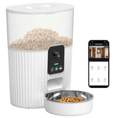 Automatinė gyvūnų šėrykla su kamera, šunims ir katėms Papifeed, 3,5l balta kaina ir informacija | Dubenėliai, dėžės maistui | pigu.lt