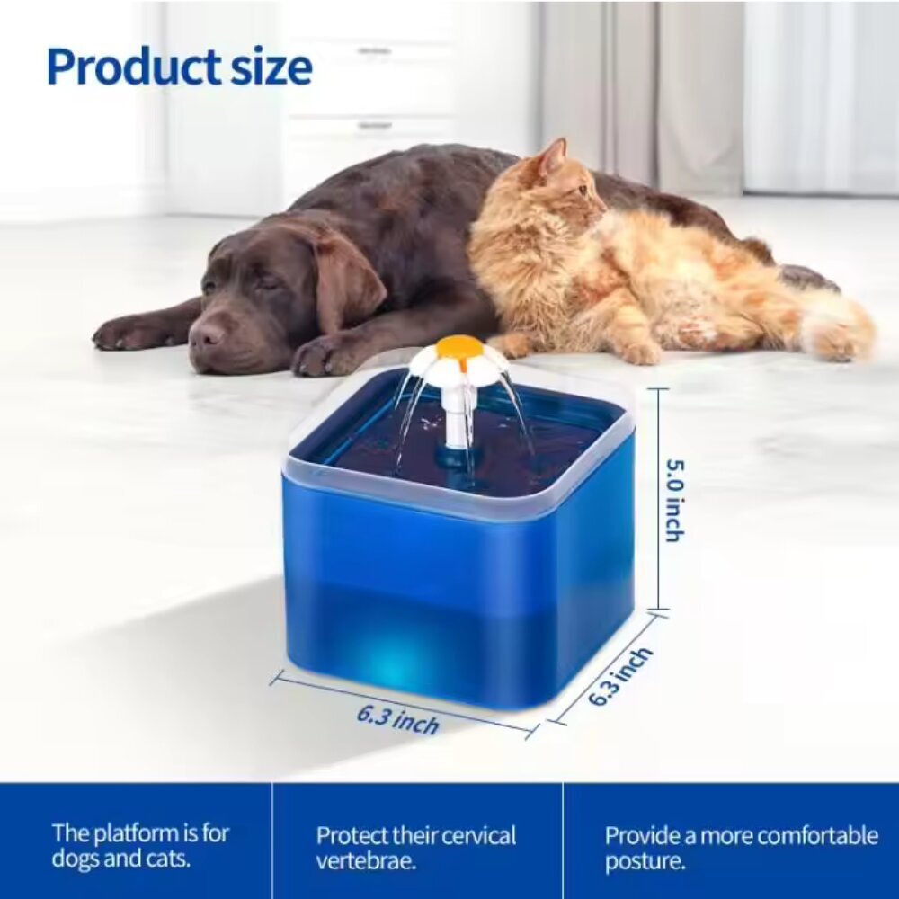 Automatinis vandens fontanas katėms ir šunims, 2l, pilkas kaina ir informacija | Dubenėliai, dėžės maistui | pigu.lt