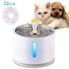 Automatinis vandens fontanas katėms ir šunims, 2.4l pilkas цена и информация | Миски, ящики для корма | pigu.lt