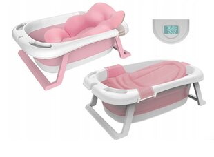 Sulankstoma kūdikio vonelė su termometru Axel, rožinė kaina ir informacija | Maudynių priemonės | pigu.lt