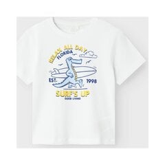 Детская футболка с оригинальным дизайном Name It 13232244*02, белый/черный 5715603246162 цена и информация | Рубашки для мальчиков | pigu.lt
