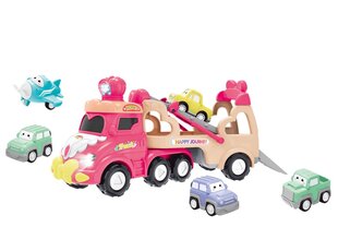 Žaislinis sunkvežimis su automobiliais Lean Toys, rožinis kaina ir informacija | Žaislai berniukams | pigu.lt