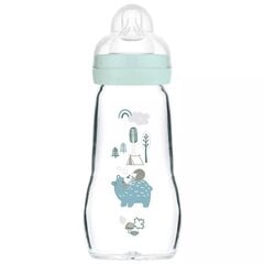 Stiklinis buteliukas Mam Feel Good Forest, 2+ mėn, 260 ml kaina ir informacija | Buteliukai kūdikiams ir jų priedai | pigu.lt