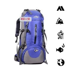  Туристический рюкзак с чехлом от дождя 50 л, синий цена и информация | Туристические, походные рюкзаки | pigu.lt