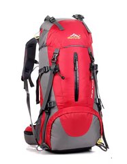 Туристический рюкзак с чехлом от дождя 50 л, красный цена и информация | Туристические, походные рюкзаки | pigu.lt