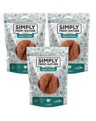 Simply From Nature Meat Strips с индейкой, 3х80 г цена и информация | Лакомства для собак | pigu.lt