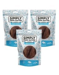 Simply From Nature Meat Strips su žvėriena, 3x80 g kaina ir informacija | Skanėstai šunims | pigu.lt