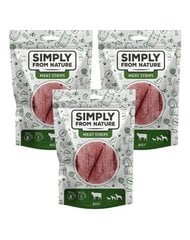 Simply From Nature Meat Strips su jautiena, 3x80 g цена и информация | Лакомства для собак | pigu.lt