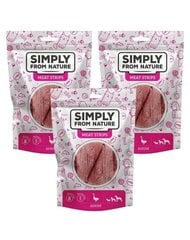 Simply From Nature Meat Strips su žąsiena, 3x80 g цена и информация | Лакомства для собак | pigu.lt