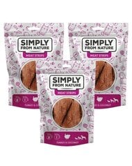 Simply From Nature Meat Strips с индейкой и кокосом, 3х80 г цена и информация | Лакомства для собак | pigu.lt