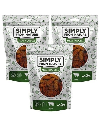 Simply From Nature Meat Noodles su jautiena, 3x80 g kaina ir informacija | Skanėstai šunims | pigu.lt