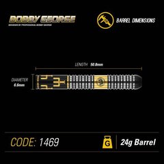 Strėlytės Winmau Bobby George, 24 g, juodos/auksinės spalvos цена и информация | Дартс | pigu.lt